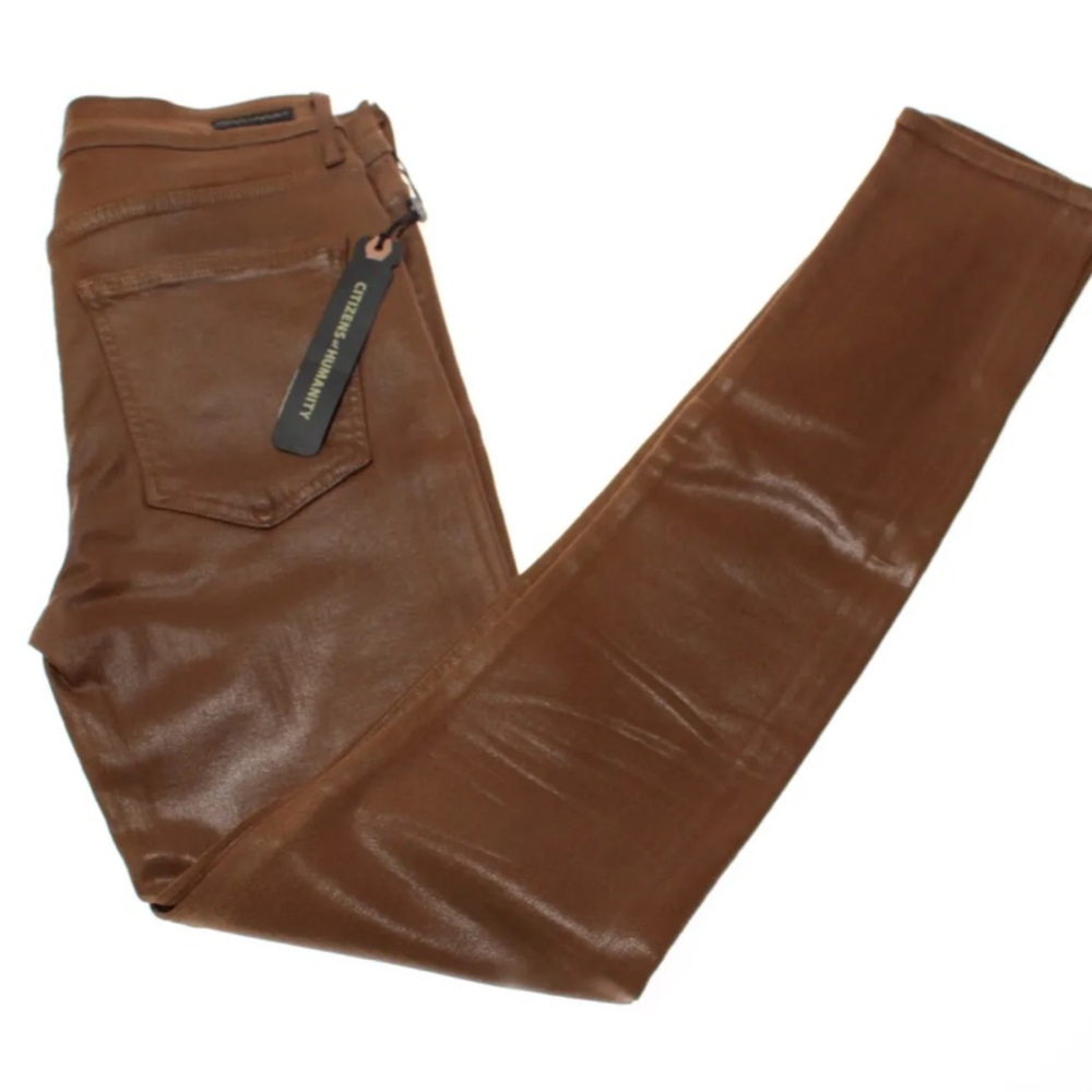 Citizens of Humanity NWT Rocket High Rise Coated Skinny Jeans Sz 26 Saddle Brown